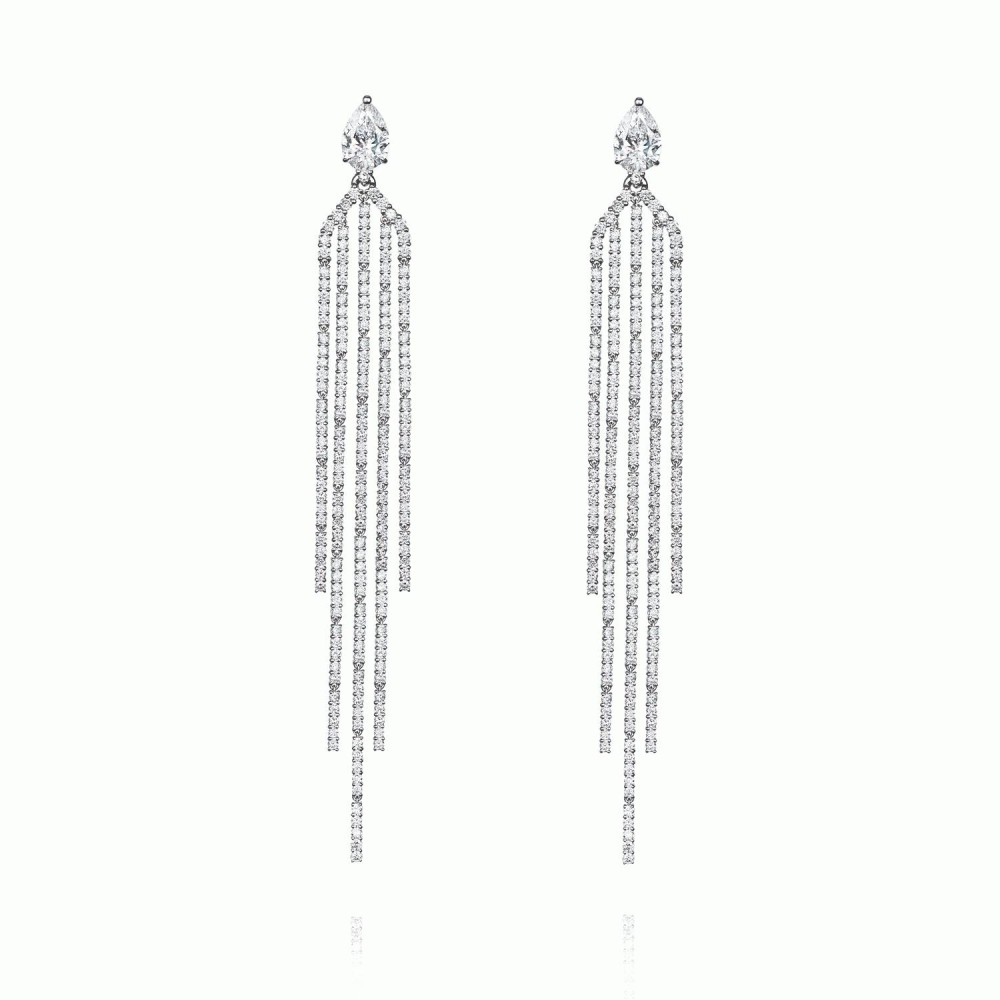 Earrings, 18-carat white gold with diamonds