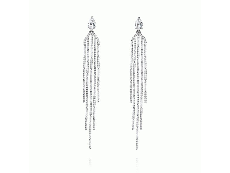 Earrings, 18-carat white gold with diamonds