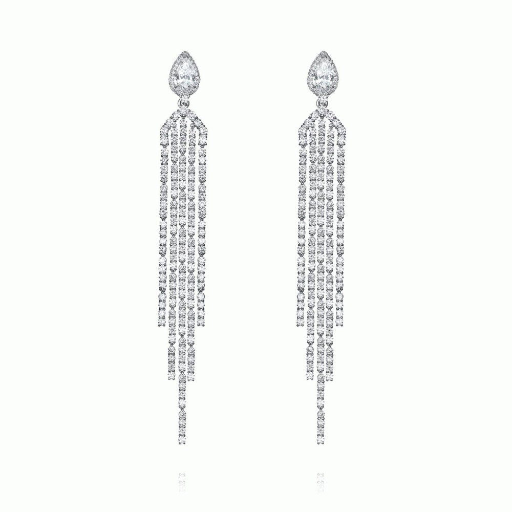 Earrings, 18-carat white gold with diamonds