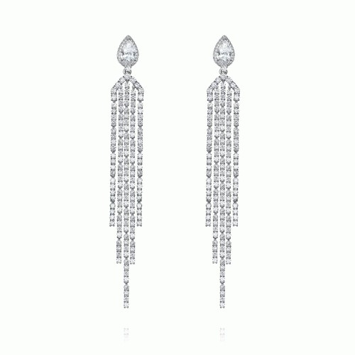 Earrings, 18-carat white gold with diamonds