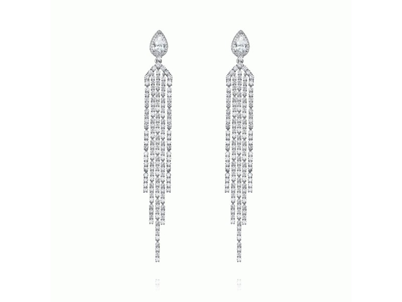 Earrings, 18-carat white gold with diamonds