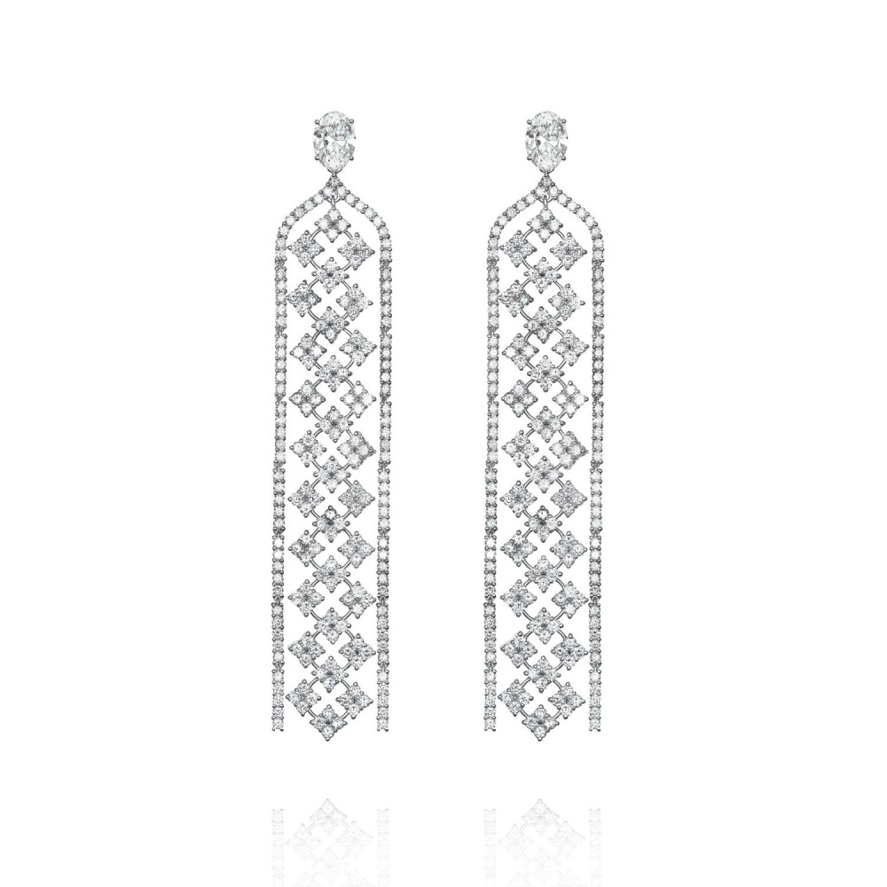 Earrings, 18-carat white gold with diamonds