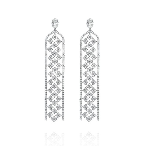 Earrings, 18-carat white gold with diamonds