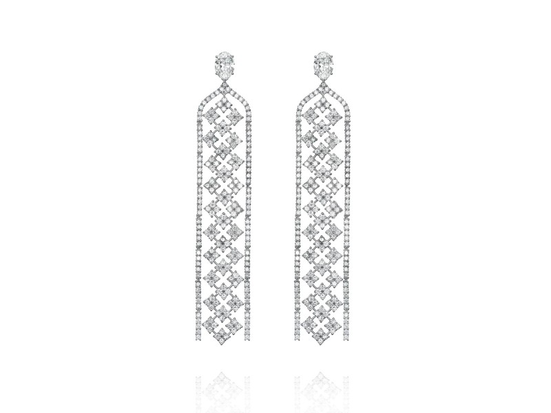 Earrings, 18-carat white gold with diamonds