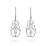 Earrings, 18-carat white gold with diamonds