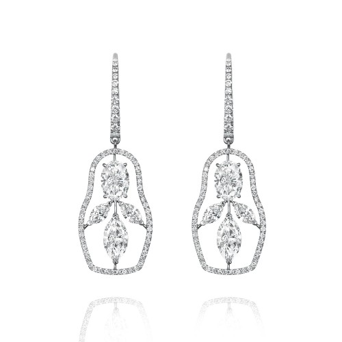 Earrings, 18-carat white gold with diamonds Earrings, 18-carat white gold with diamonds