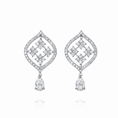 Earrings, 18-carat white gold with diamonds