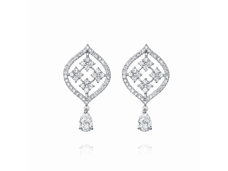 Earrings, 18-carat white gold with diamonds
