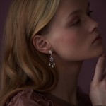 Earrings, 18-carat white gold with diamonds and rubies