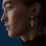 Earrings, 18-carat white gold with diamonds