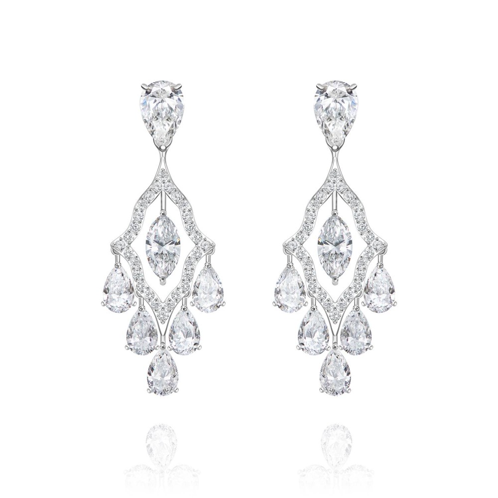 Earrings, 18-carat white gold with diamonds