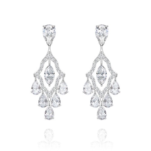 Earrings, 18-carat white gold with diamonds