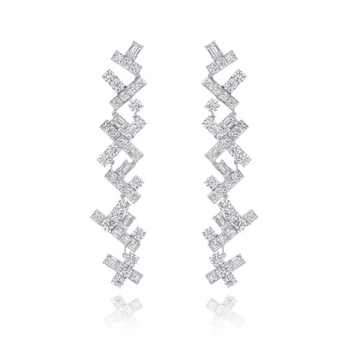 Earrings, 18-carat white gold with diamonds Earrings, 18-carat white gold with diamonds