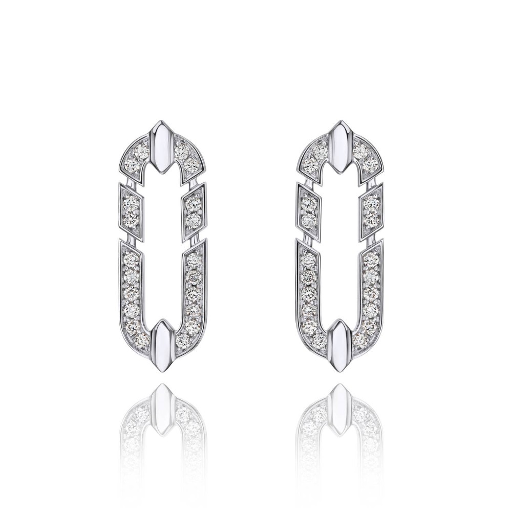 Earrings, 18-carat white gold with diamonds