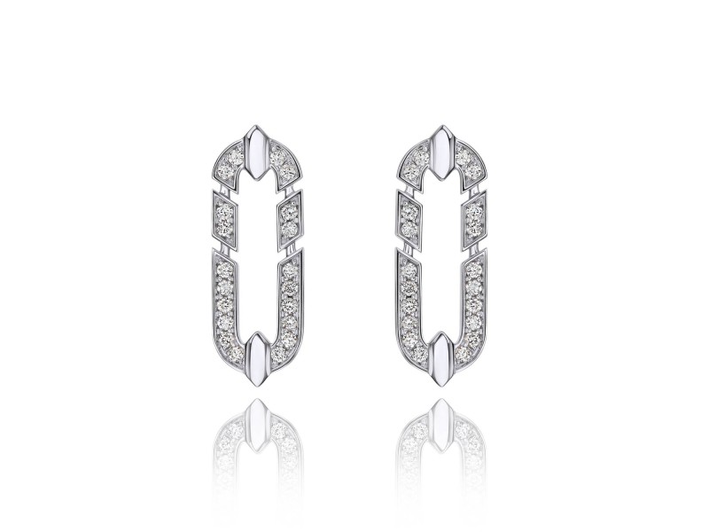 Earrings, 18-carat white gold with diamonds