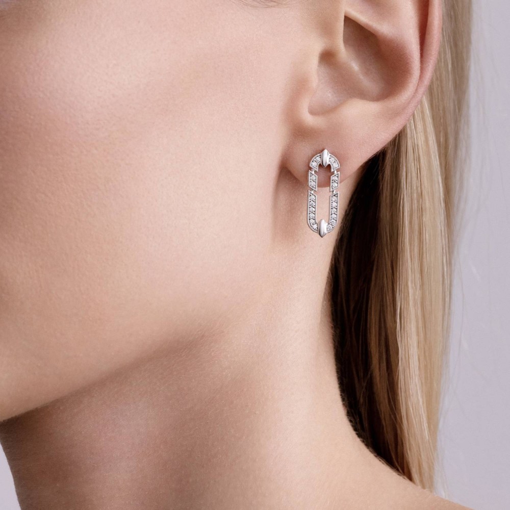 Earrings, 18-carat white gold with diamonds