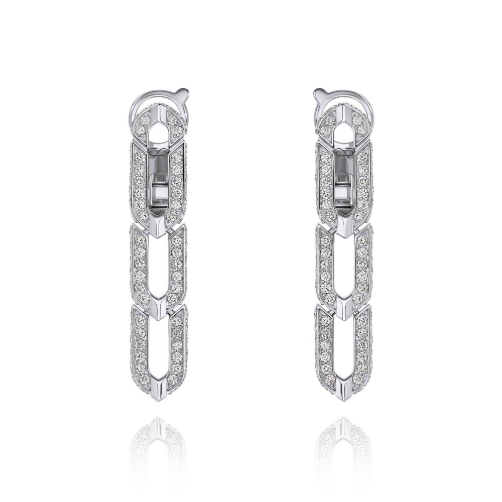 Earrings, 18-carat white gold with diamonds