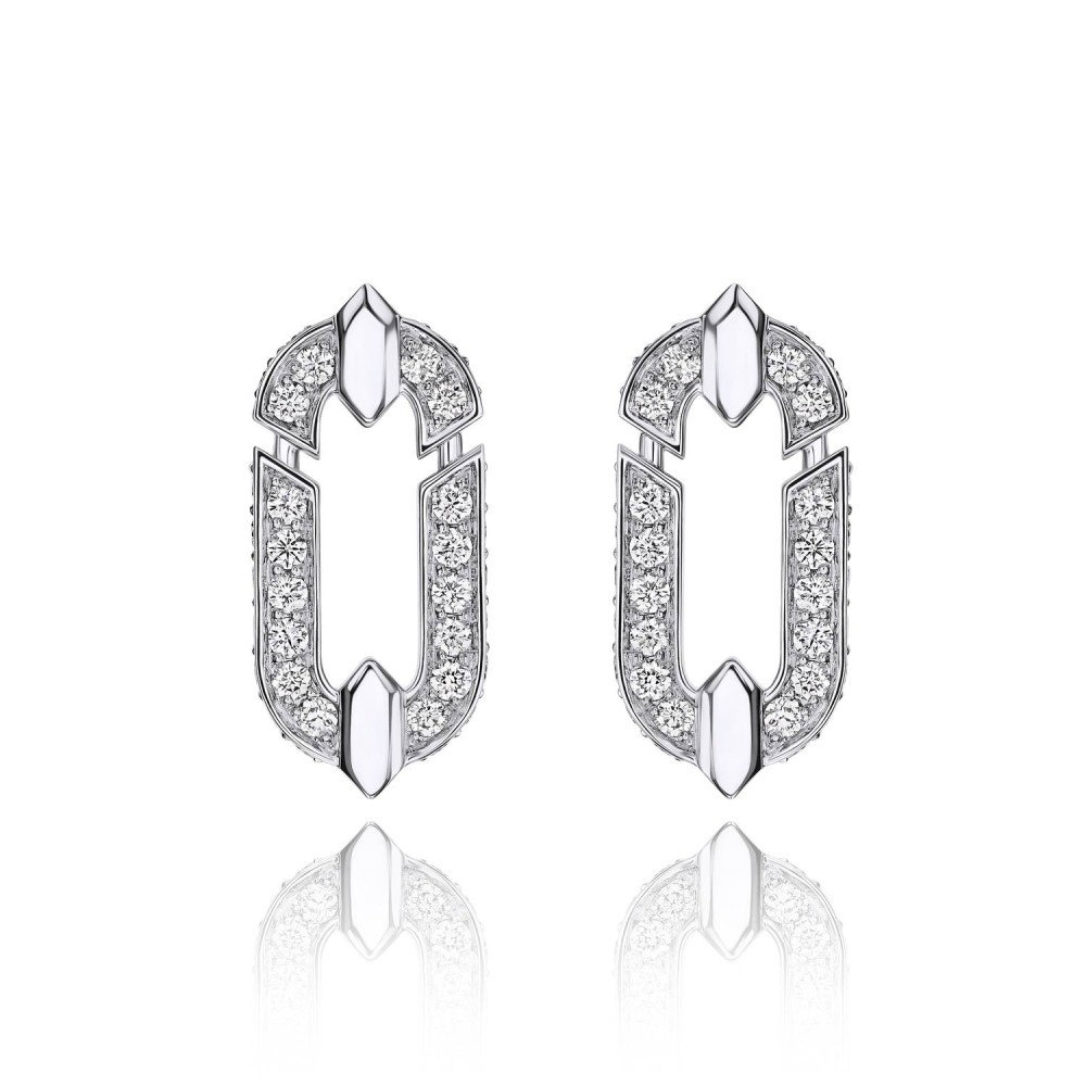 Earrings, 18-carat white gold with diamonds