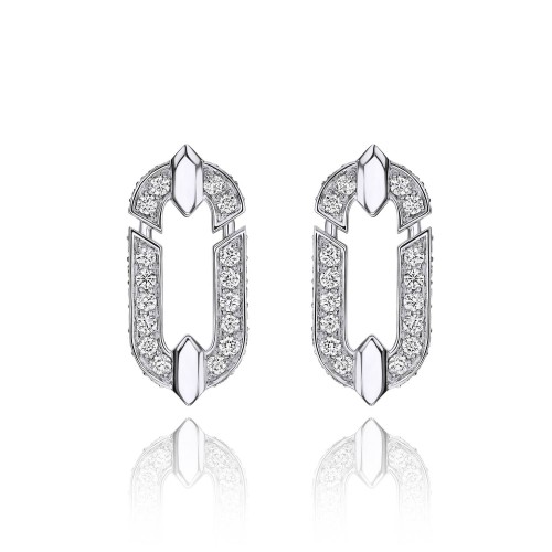 Earrings, 18-carat white gold with diamonds