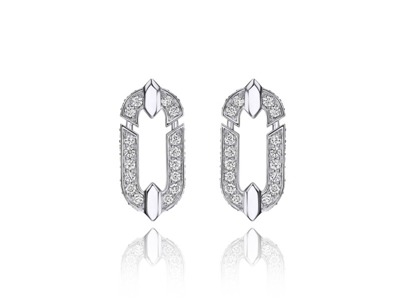 Earrings, 18-carat white gold with diamonds