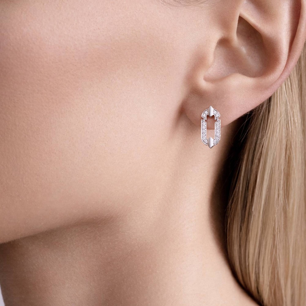 Earrings, 18-carat white gold with diamonds