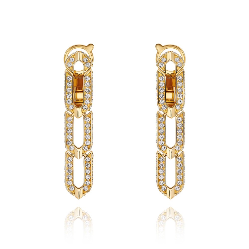 Earrings, 18-carat yellow gold with diamonds