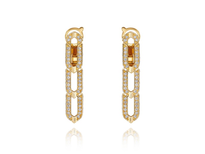 Earrings, 18-carat yellow gold with diamonds