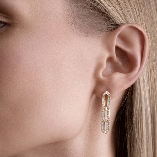 Серьги, Желтое золото 750 пробы с бриллиантами