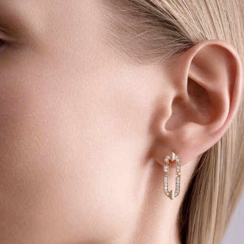 Earrings, 18-carat yellow gold with diamonds