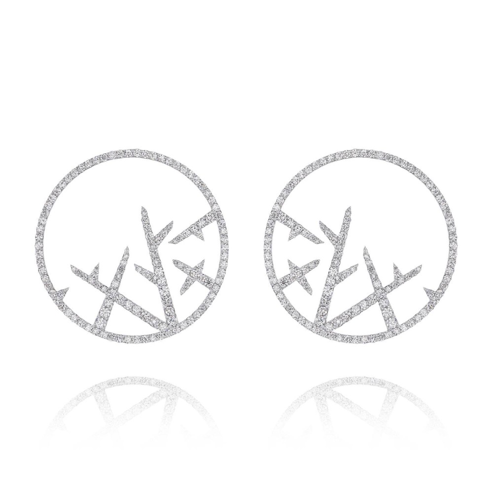 Earrings, 18-carat white gold with diamonds