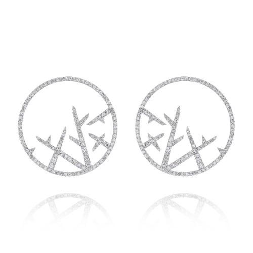 Earrings, 18-carat white gold with diamonds