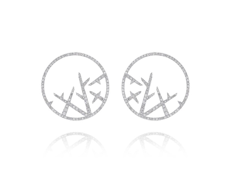 Earrings, 18-carat white gold with diamonds