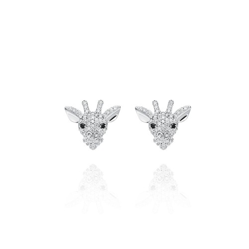 Children's earrings, 18-carat white gold with diamonds
