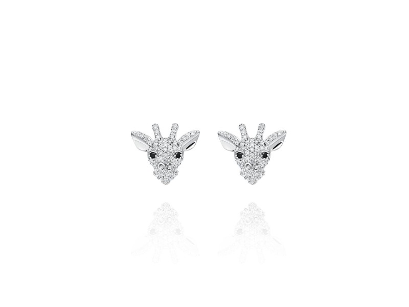 Children's earrings, 18-carat white gold with diamonds