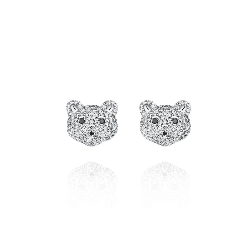 Children's earrings, 18-carat white gold with diamonds