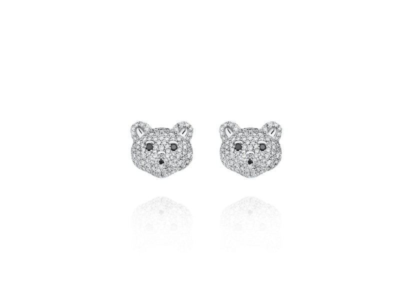 Children's earrings, 18-carat white gold with diamonds