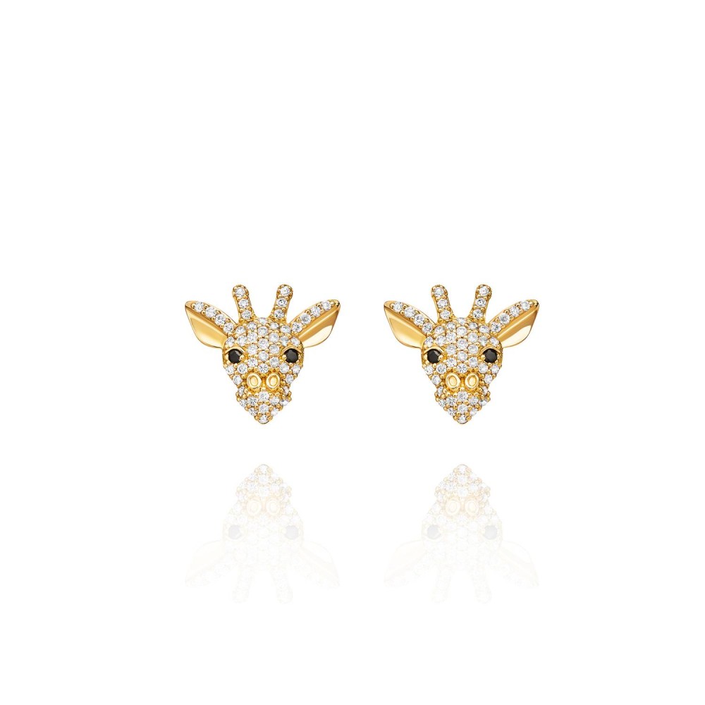 Children's earrings, 18-carat yellow gold with diamonds