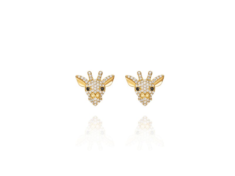 Children's earrings, 18-carat yellow gold with diamonds