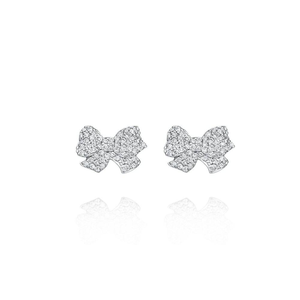 Children's earrings, 18-carat white gold with diamonds