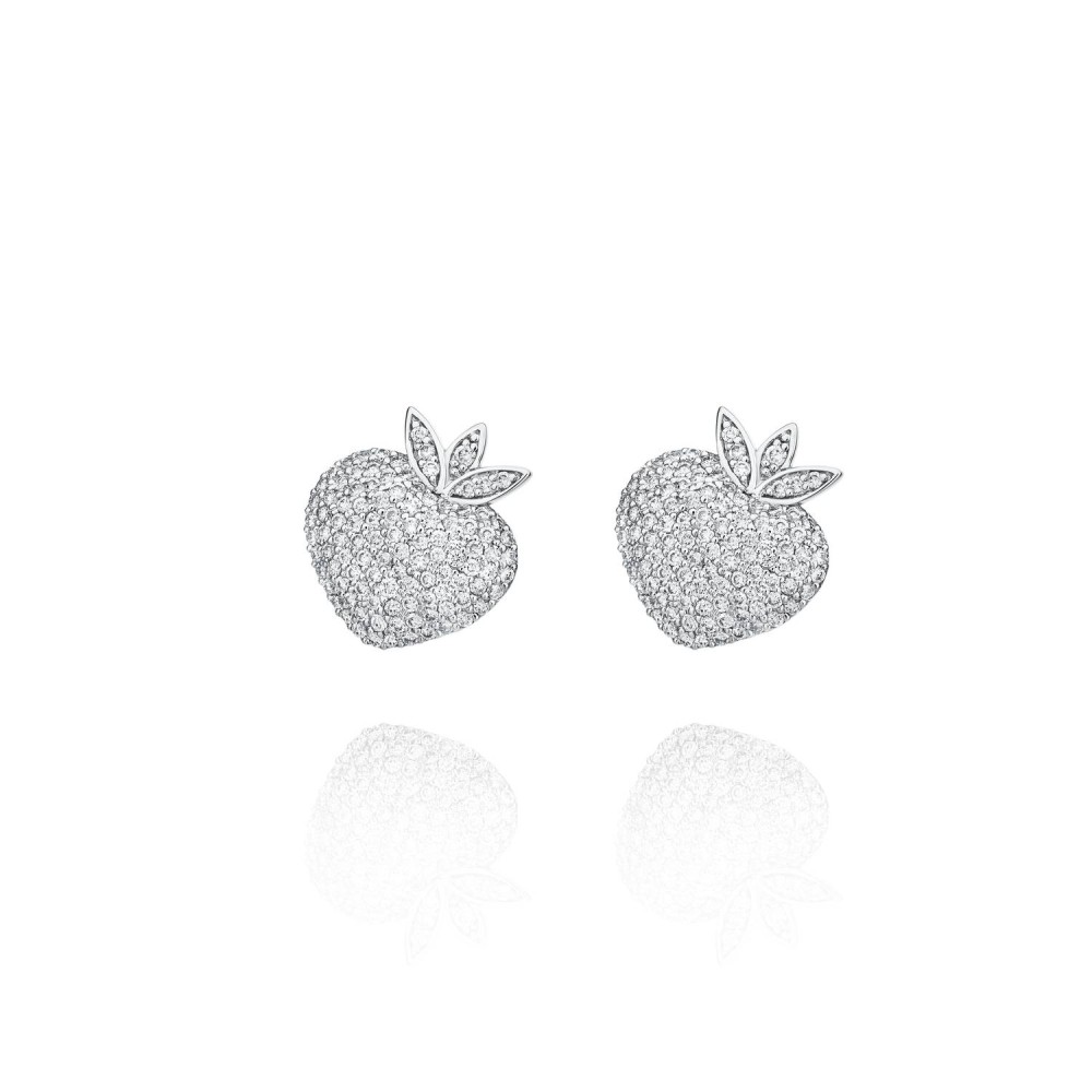 Children's earrings, 18-carat white gold with diamonds
