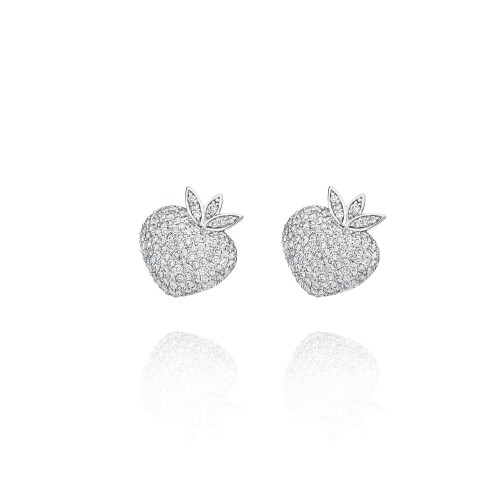 Children's earrings, 18-carat white gold with diamonds