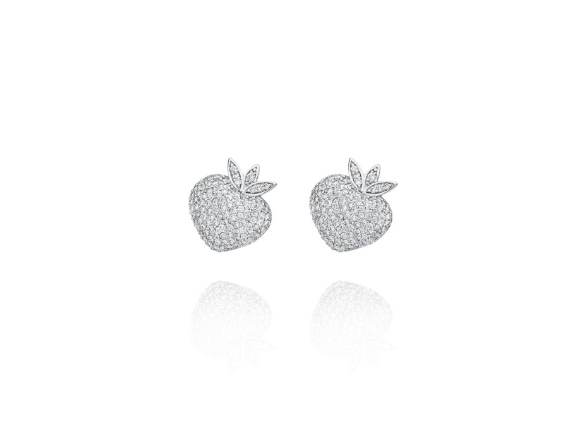 Children's earrings, 18-carat white gold with diamonds