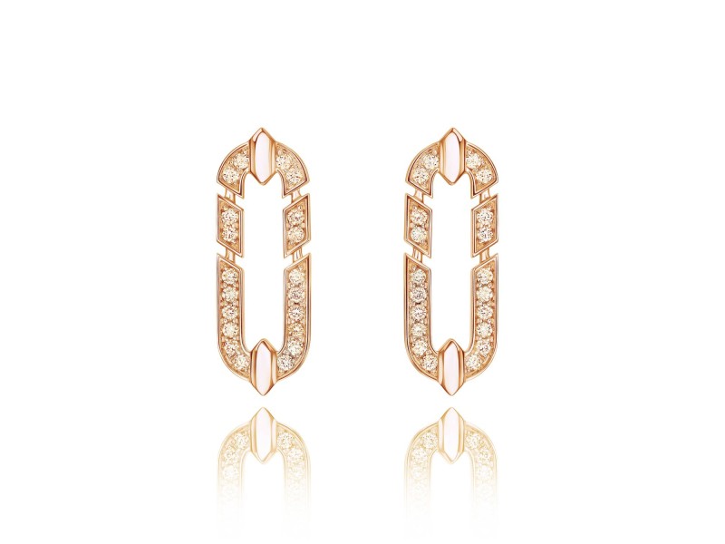 Earrings, 18-carat rose gold with diamonds
