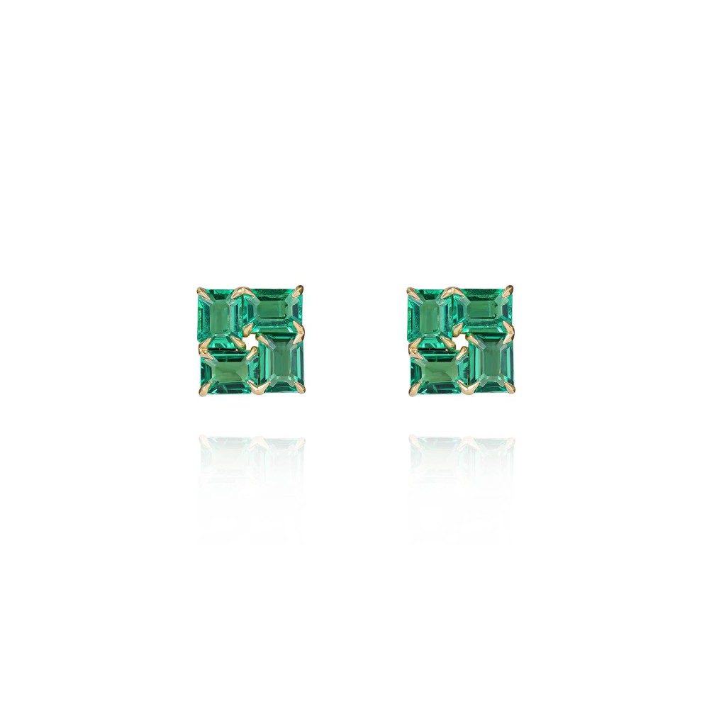 Earrings / Studs, 18-carat yellow gold with emeralds