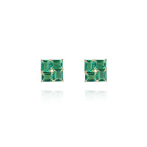 Earrings / Studs, 18-carat yellow gold with emeralds Earrings / Studs, 18-carat yellow gold with emeralds