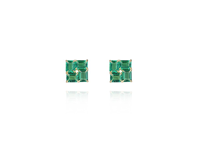 Earrings / Studs, 18-carat yellow gold with emeralds