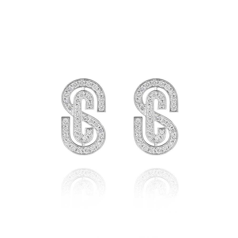 Earrings, 18-carat white gold with diamonds