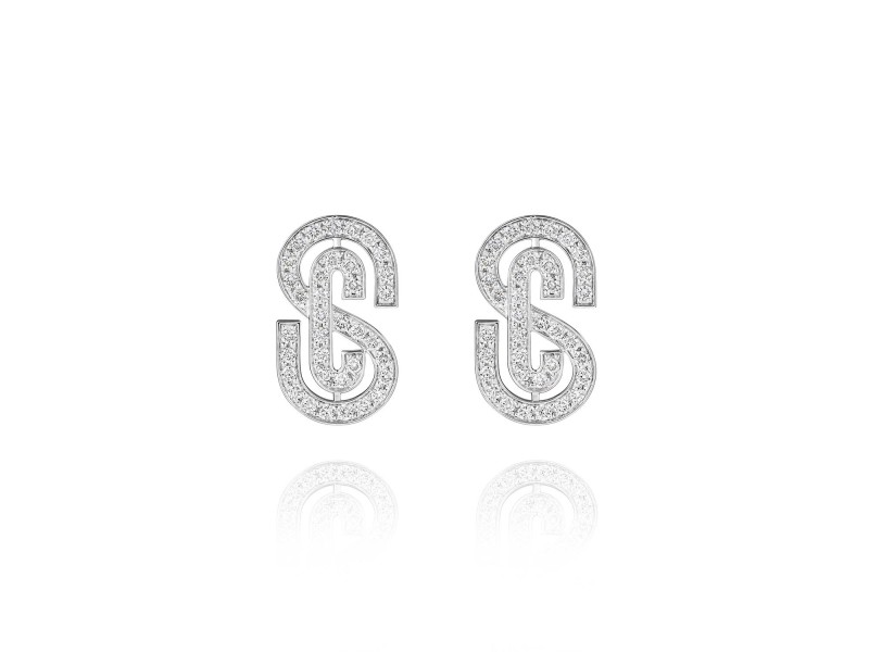 Earrings, 18-carat white gold with diamonds