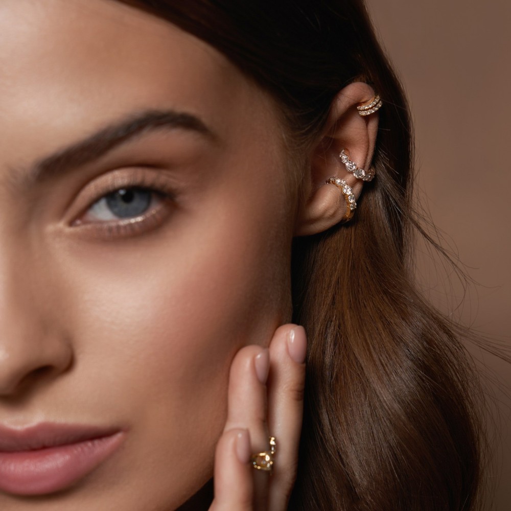 Kaff earring, 18-carat rose gold with diamonds