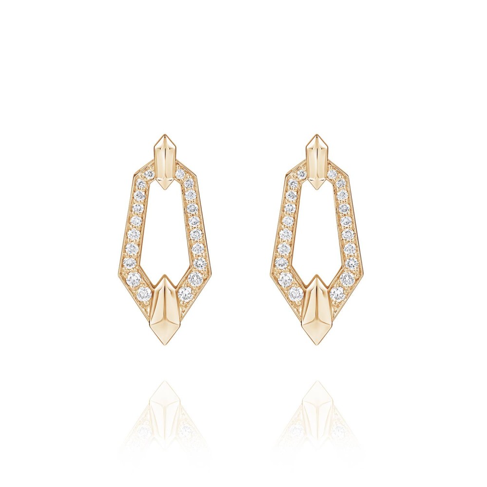 Earrings, 18-carat rose gold with diamonds